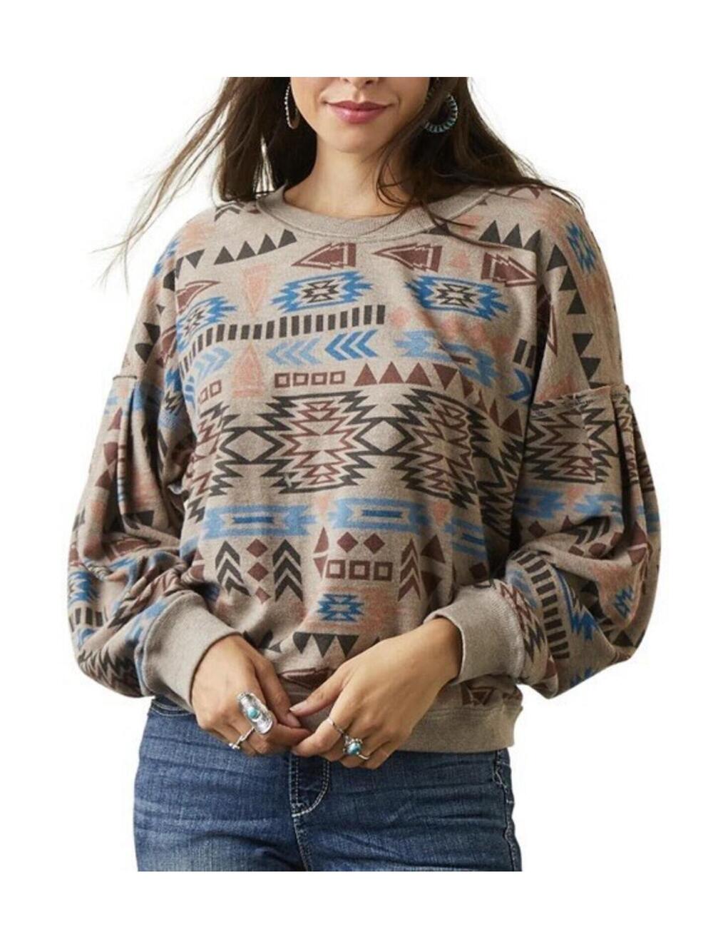 Ariat Rainbow Vista Southwestern Reversible Sweatshirt Women’s XL Oversized Crew